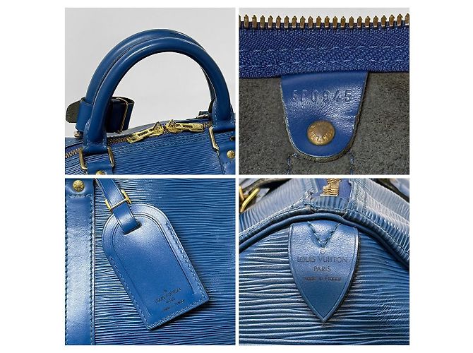 Louis Vuitton Borsa da Viaggio Boston in Epi Blue - vista 15