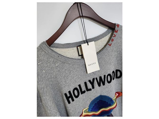 Gucci Grauer Hollywood UFO bestickter Sweatshirt Braun - Ansicht 2