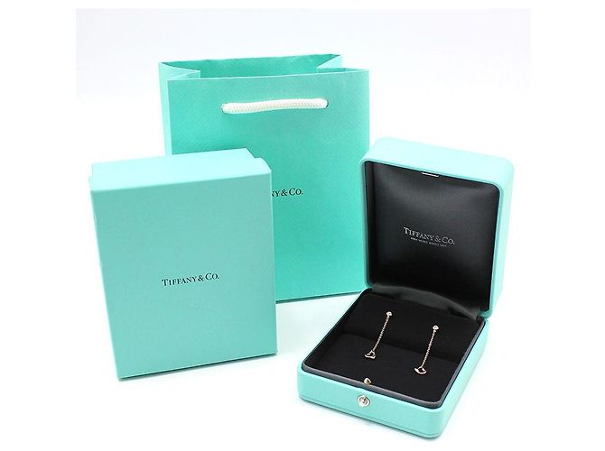 Elsa Peretti Tiffany & Co Orecchini Open Heart in diamanti Pink Rose Gold By The Yard Rosa - vista 2