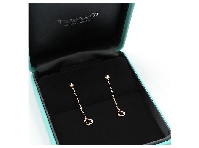 Elsa Peretti Tiffany & Co Orecchini Open Heart in diamanti Pink Rose Gold By The Yard Rosa - vista 3
