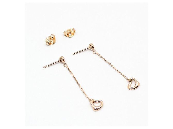 Elsa Peretti Tiffany & Co Orecchini Open Heart in diamanti Pink Rose Gold By The Yard Rosa - vista 4