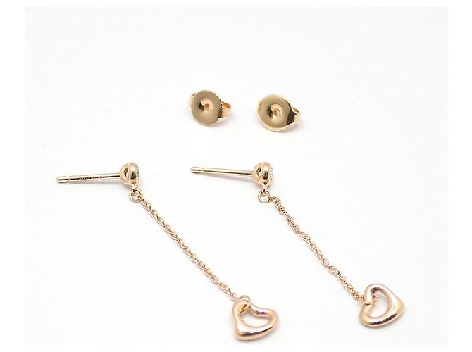 Elsa Peretti Tiffany & Co Orecchini Open Heart in diamanti Pink Rose Gold By The Yard Rosa - vista 5