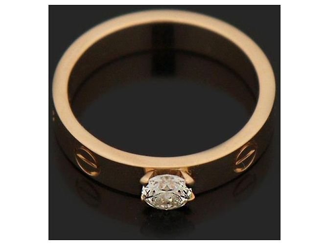 Cartier Pink Gold Carat Diamond Solitaire Love Ring Größe - Ansicht 3