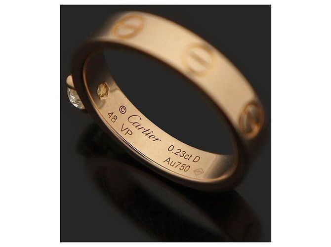 Cartier Pink Gold Carat Diamond Solitaire Love Ring Größe - Ansicht 4
