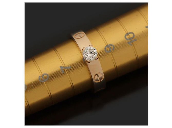 Cartier Pink Gold Carat Diamond Solitaire Love Ring Größe - Ansicht 5