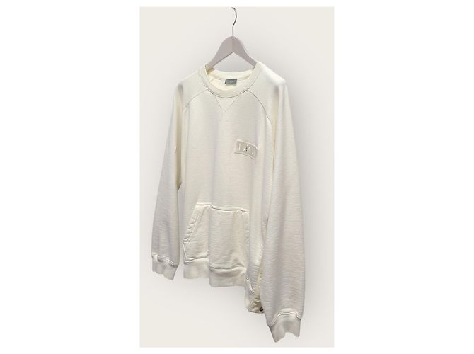 Dior Sacai Sweatshirt aus cremefarbener Baumwolle mit Logo-Patch Weiß - Ansicht 2