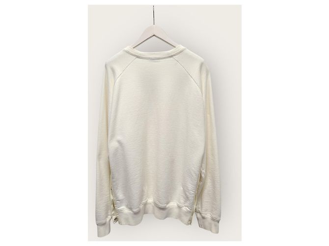 Dior Sacai Sweatshirt aus cremefarbener Baumwolle mit Logo-Patch Weiß - Ansicht 4