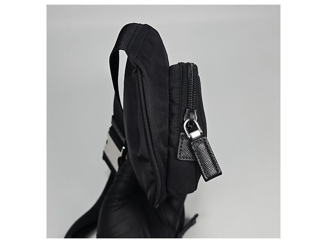 Prada Borsa a tracolla in pelle Saffiano e Re-Nylon Argento - vista 5
