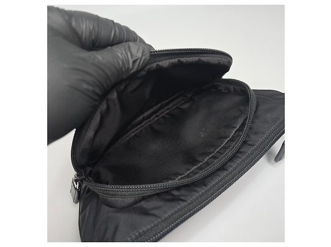Prada Borsa a tracolla in pelle Saffiano e Re-Nylon Argento - vista 9