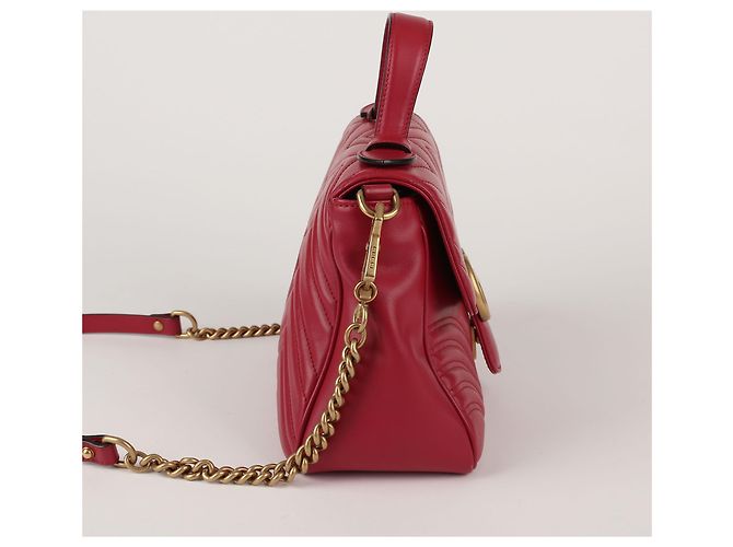 Gucci Borsa Tote con Manico Superiore e Borsa a Spalla GG Marmont in Pelle Rossa - vista 5