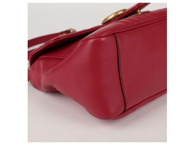 Gucci Borsa Tote con Manico Superiore e Borsa a Spalla GG Marmont in Pelle Rossa - vista 7
