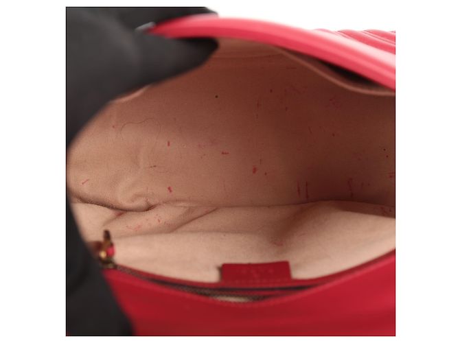 Gucci Borsa Tote con Manico Superiore e Borsa a Spalla GG Marmont in Pelle Rossa - vista 9