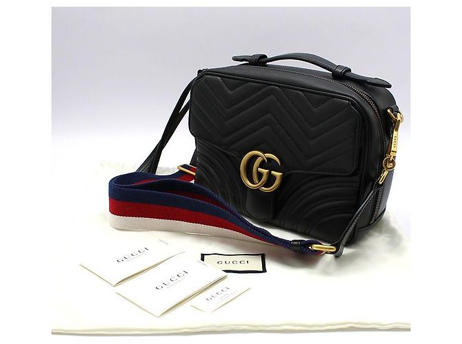 Gucci Borsa a mano e a tracolla GG Marmont matelassé nera Nero - vista 2