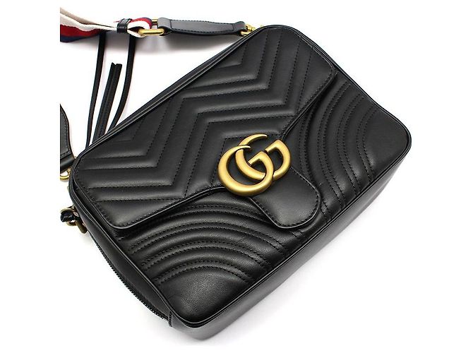 Gucci Borsa a mano e a tracolla GG Marmont matelassé nera Nero - vista 3