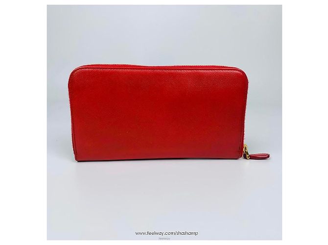 Prada Cartera larga Saffiano Gippy Red Roja - vista 2
