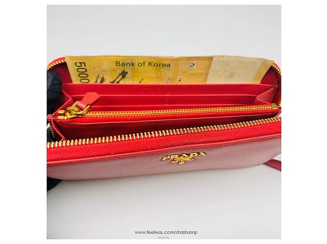Prada Cartera larga Saffiano Gippy Red Roja - vista 4