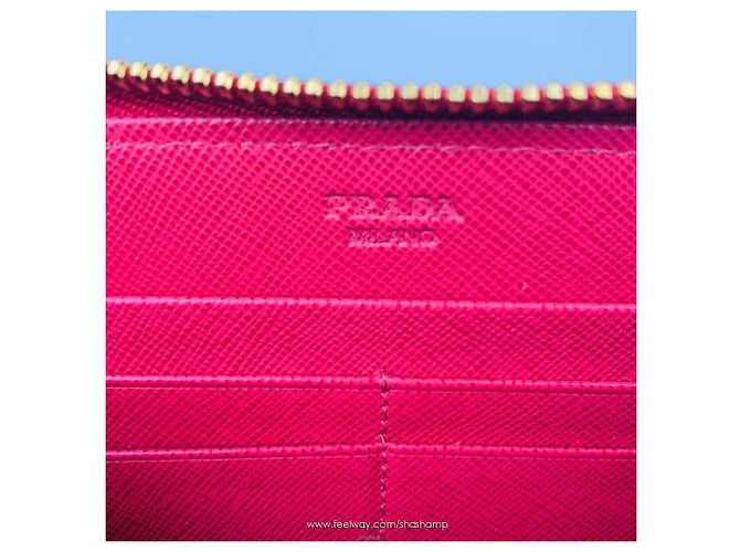 Prada Cartera larga Saffiano Gippy Red Roja - vista 6