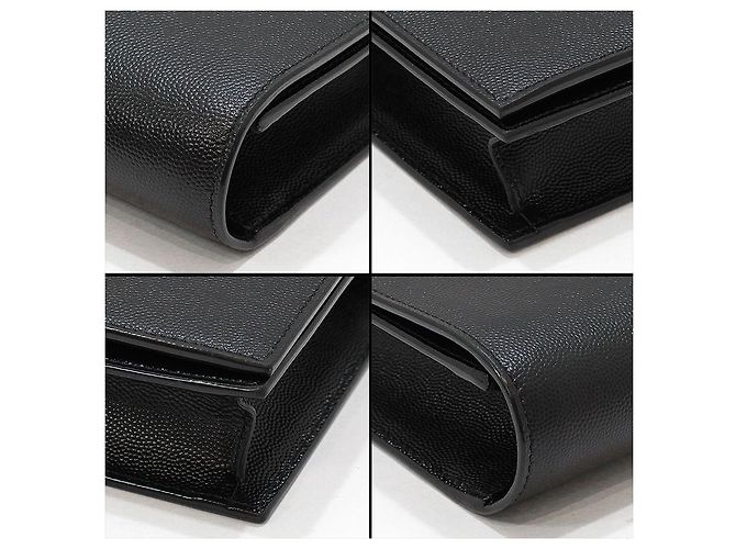 Saint Laurent Clutch Black Caviar Gold Monogram Nero - vista 11