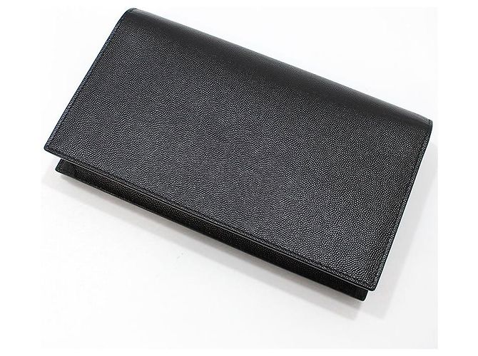 Saint Laurent Clutch Black Caviar Gold Monogram Nero - vista 4