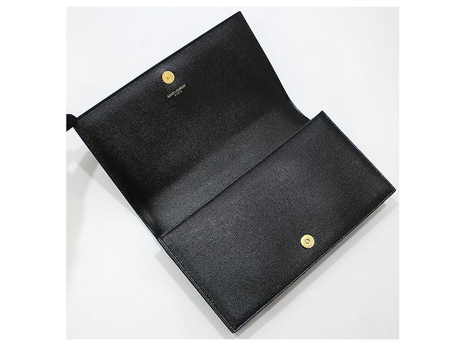 Saint Laurent Clutch Black Caviar Gold Monogram Nero - vista 7