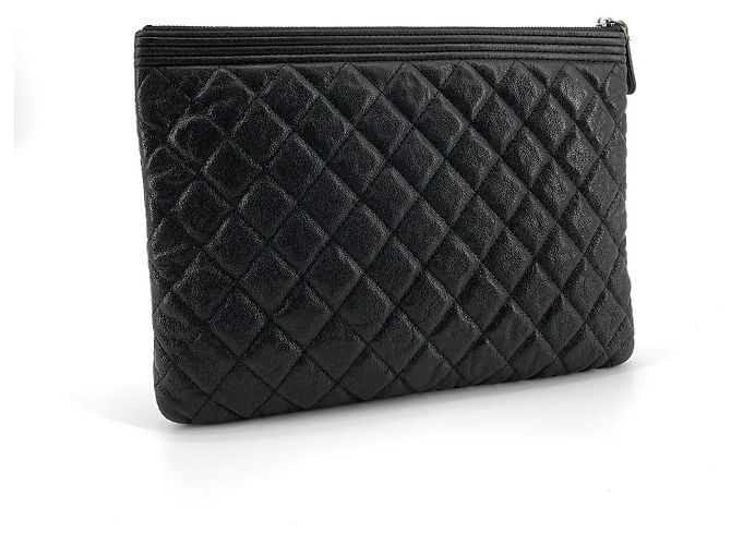 Chanel Caviar Silver Boy Clutch New Medium Schwarz - Ansicht 3