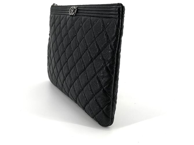 Chanel Caviar Silver Boy Clutch New Medium Schwarz - Ansicht 4