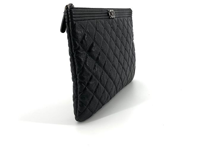 Chanel Caviar Silver Boy Clutch New Medium Schwarz - Ansicht 5