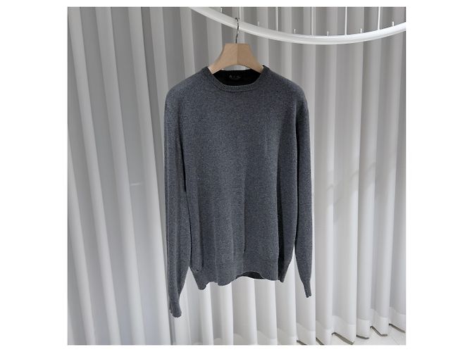 Loro Piana Baby Kaschmir Rundhals Strickpullover Grau Braun - Ansicht 3