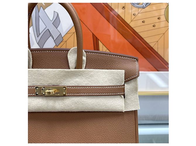 Hermès Birkin Togo Oro timbro Oro Multicolore - vista 3
