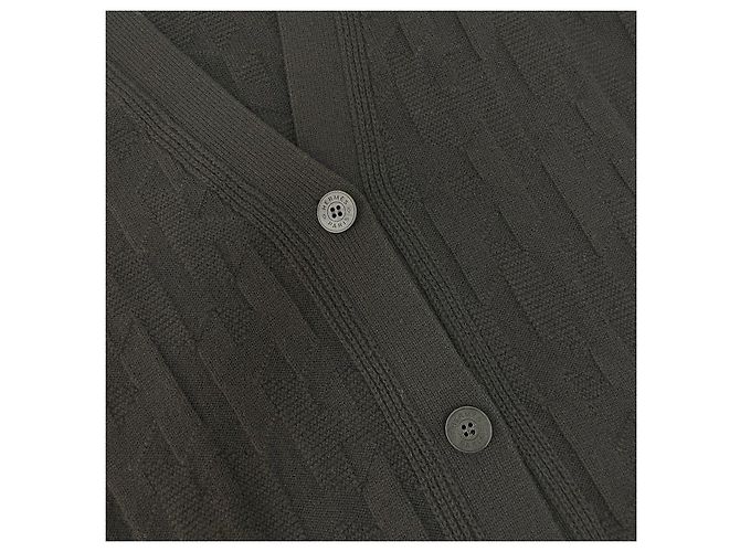 Market Hermès Schwarzer Monиф Strickstrickjacke mit kurzen Ärmeln für Damen - Ansicht 4