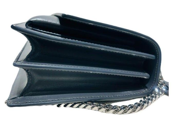 Saint Laurent Borsa a tracolla e crossbody YSL in pelle Dark Grey Sunset con monogramma e catena argentata Marrone - vista 3
