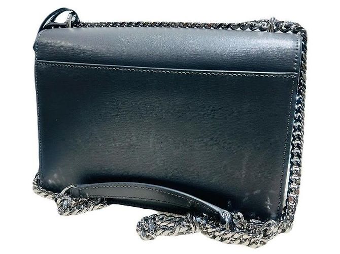 Saint Laurent Borsa a tracolla e crossbody YSL in pelle Dark Grey Sunset con monogramma e catena argentata Marrone - vista 7