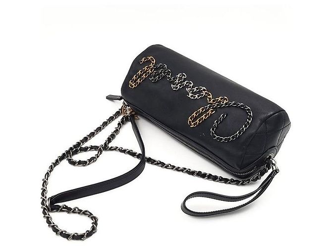 Chanel Bolso Bowling Logo Quilting Small Negro - vista 5