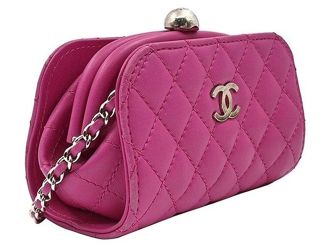 Chanel Mini borsa a tracolla con catena in agnello Rosa - vista 3