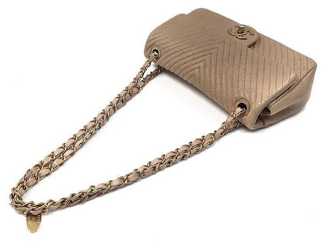 Chanel Borsa a tracolla con catena Chevron Marrone - vista 5