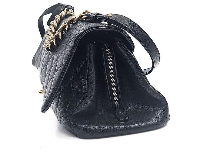 Chanel Borsa a mano e a spalla in pelle caviar con catena Nero - vista 2