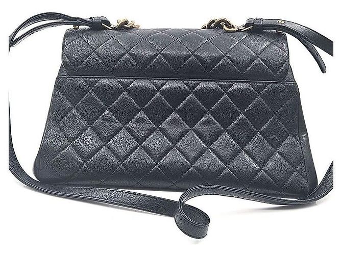 Chanel Borsa a mano e a spalla in pelle caviar con catena Nero - vista 4