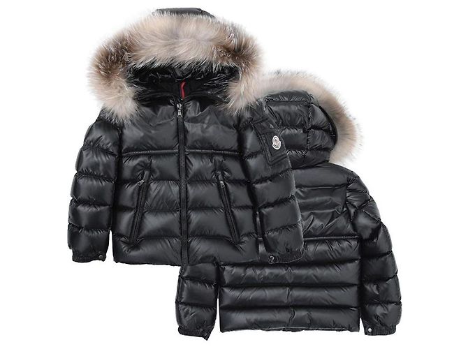 Doudoune Moncler Kids à capuche en fourrure Noir - vue 2