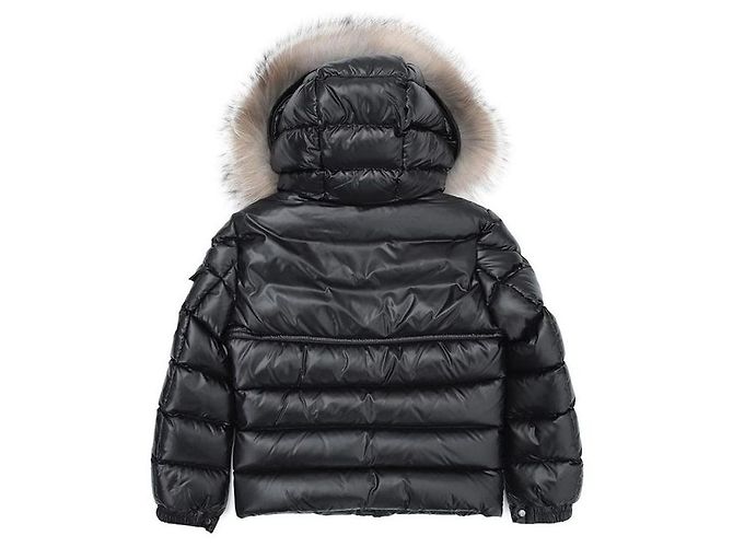 Doudoune Moncler Kids à capuche en fourrure Noir - vue 4