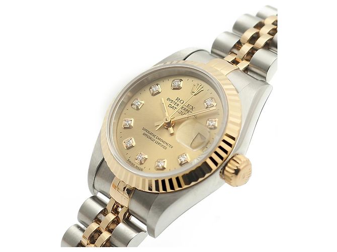 Rolex Orologio Datejust da donna con quadrante in oro champagne e diamanti, combinato, con garanzia D'oro - vista 11