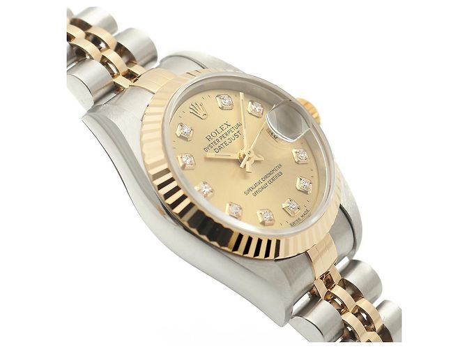 Rolex Orologio Datejust da donna con quadrante in oro champagne e diamanti, combinato, con garanzia D'oro - vista 12