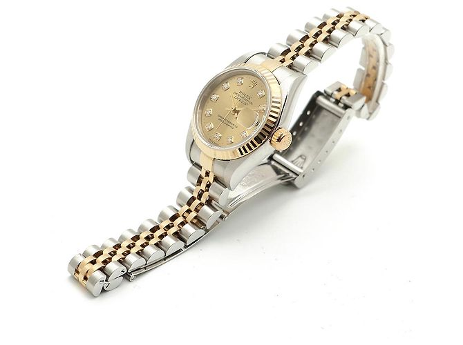 Rolex Orologio Datejust da donna con quadrante in oro champagne e diamanti, combinato, con garanzia D'oro - vista 15