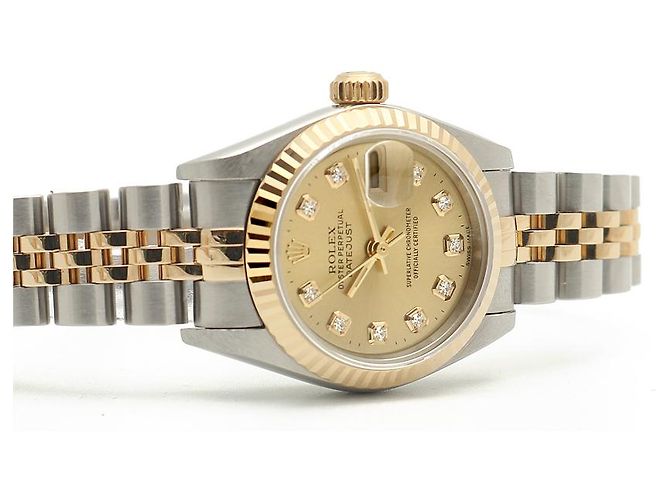Rolex Orologio Datejust da donna con quadrante in oro champagne e diamanti, combinato, con garanzia D'oro - vista 19