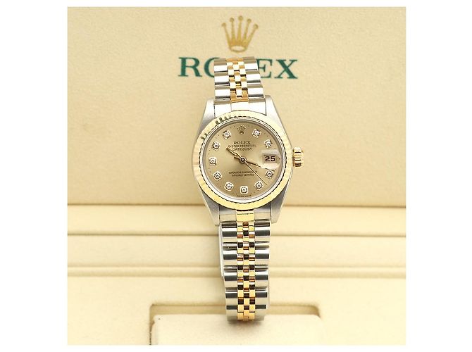 Rolex Orologio Datejust da donna con quadrante in oro champagne e diamanti, combinato, con garanzia D'oro - vista 2
