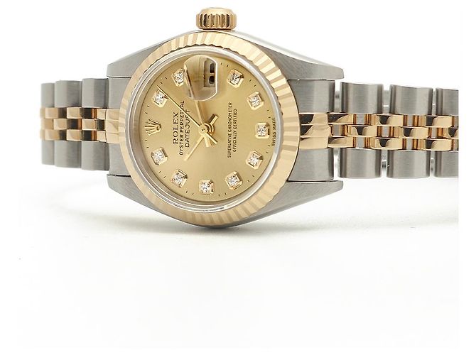 Rolex Orologio Datejust da donna con quadrante in oro champagne e diamanti, combinato, con garanzia D'oro - vista 20
