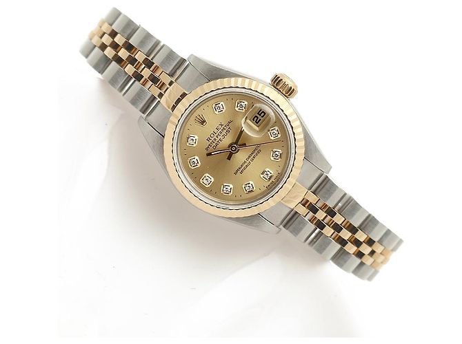 Rolex Orologio Datejust da donna con quadrante in oro champagne e diamanti, combinato, con garanzia D'oro - vista 21