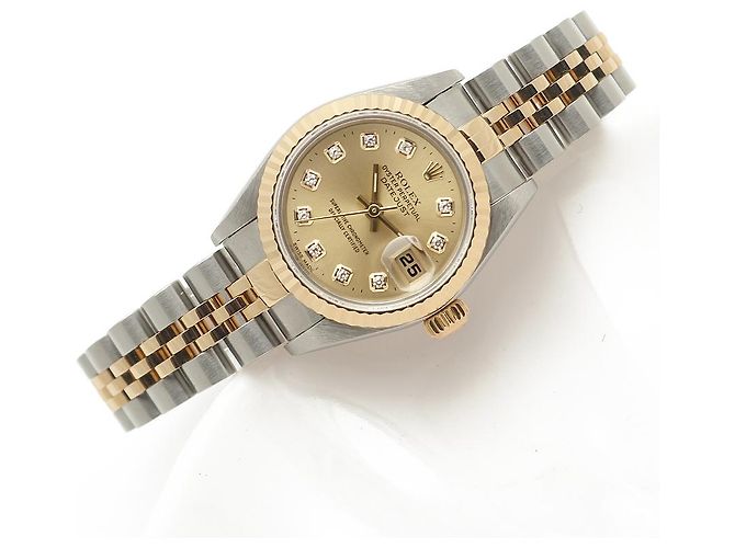 Rolex Orologio Datejust da donna con quadrante in oro champagne e diamanti, combinato, con garanzia D'oro - vista 22