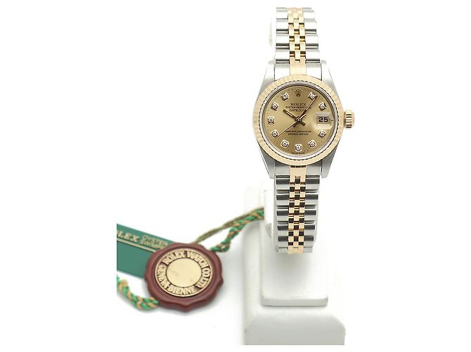 Rolex Orologio Datejust da donna con quadrante in oro champagne e diamanti, combinato, con garanzia D'oro - vista 4
