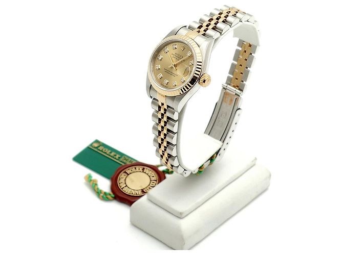 Rolex Orologio Datejust da donna con quadrante in oro champagne e diamanti, combinato, con garanzia D'oro - vista 5