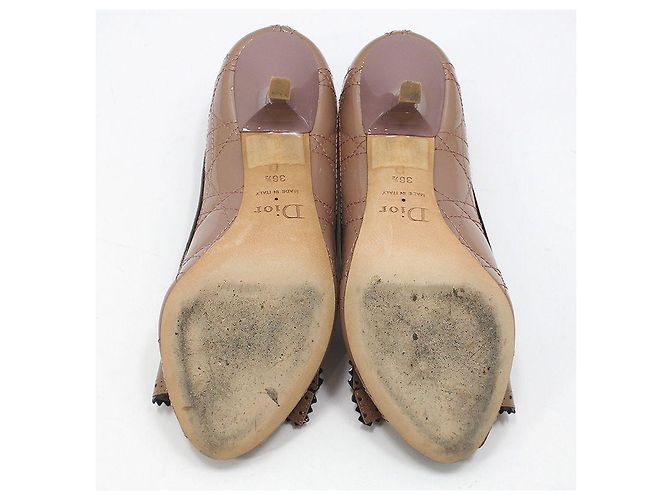 Dior Christian Cannage Open-Toe-Pumps aus Lackleder Braun - Ansicht 6